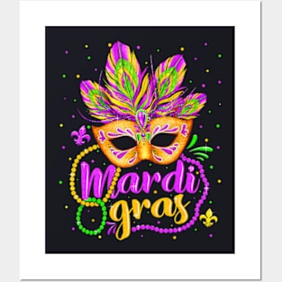 Mardi Gras 2024 Womens Girls Mask Beads New Orleans Party Posters and Art